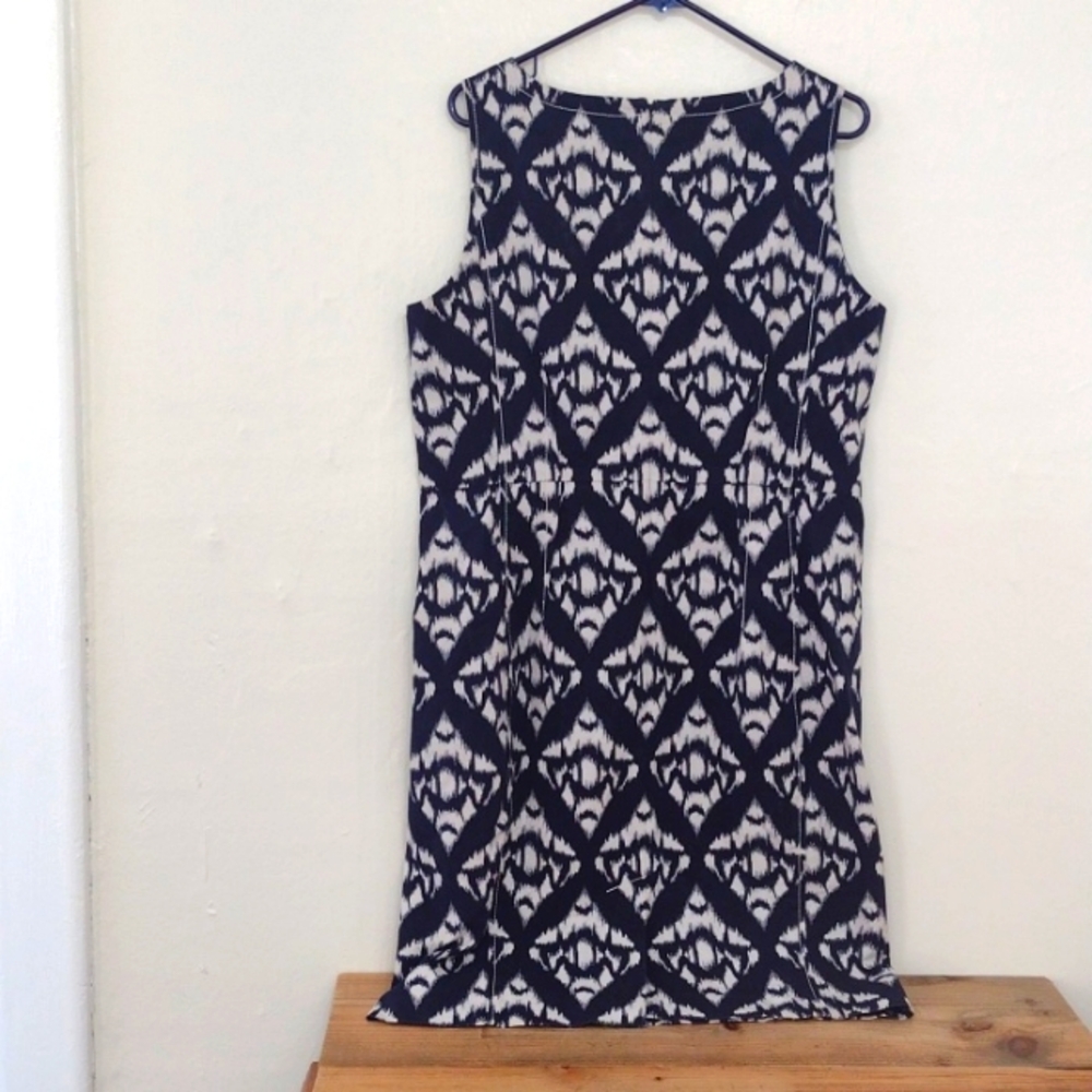 Talbots Navy and White Sleeveless Midi Dress - Picture 4 of 13